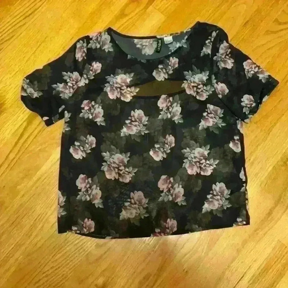 H & M sheer floral shirt size 6 - Picture 1 of 4